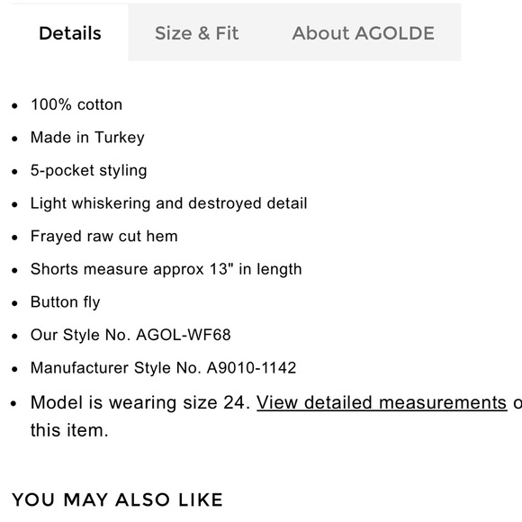 Agolde Parker Long Vintage Loose Jean Shorts Regenerative Cotton Frayed Size 25 - Picture 16 of 16